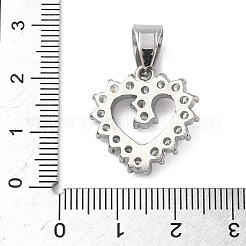 316サージカルステンレスラインストーンペンダント  ハート  ステンレス鋼色  20x19.5x5mm  穴：8x5mm&nbsp;STAS-P412-11A-P
