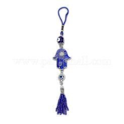 Metal Enamel Hamsa Hand/Hand of Miriam with Evil Eye Pendant Decorations&nbsp;PW-WG85E36-01