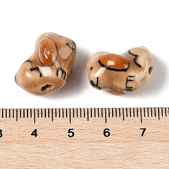 手描きの磁器ビーズ  動物  犬  17~18.5x13.5~14x16~16.5mm  穴：1.8mm&nbsp;PORC-R001-01E