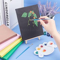 サプライセットの塗装と描画  綿ストレッチブランクキャンバスを含む  木製フレーム付き  プラスチックペイントポットストリップ＆ブラシペン  ミックスカラー  21x15x1.6cm  6色  1pc /カラー  6pc&nbsp;AJEW-NB0002-001