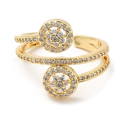Rack Plating Brass Flat Round Cuff Rings&nbsp;RJEW-D008-19G
