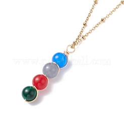 Natural White Jade Beads Pendants Necklace for Women&nbsp;NJEW-JN03762