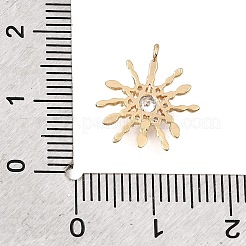 真鍮マイクロパヴェクリアキュービックジルコニアペンダント  サンバーストチャーム  ゴールドカラー  15.5x13.5x1.8mm  穴：1.2mm&nbsp;KK-CBA2395-01G