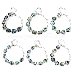 Brass Abalone Shell Link Bracelets&nbsp;BJEW-C126-01