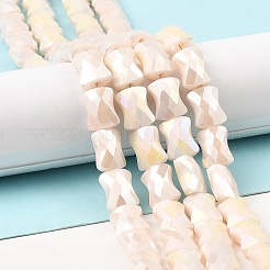 Abカラープレートガラスビーズ連売り  多面的な竹の棒  アンティークホワイト  10.5~11x8x5mm  穴：1.4mm  約58~60個/連  24.01~24.8インチ（61~63cm）&nbsp;EGLA-P051-06A-B03