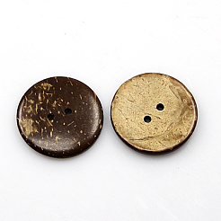 ココナッツボタン  2穴  フラットラウンド  ココナッツブラウン  28x4mm  穴：2mm&nbsp;COCO-I002-099