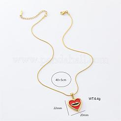 3Pcs Stainless Steel Red Enamel Lip Heart Pendant Necklaces for Women&nbsp;MI8936