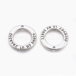 チベットスタイル合金のリングペンダント  言葉付きの  カドミウムフリー＆鉛フリー  アンティークシルバー  29x2mm  穴：2mm  約210個/1000g&nbsp;TIBEP-S293-018AS-LF