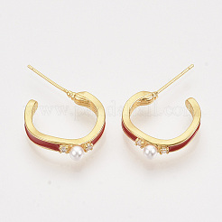 Brass Micro Pave Cubic Zirconia Stud Earrings&nbsp;EJEW-T007-11G-02-NF