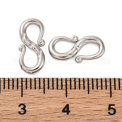 ラックメッキ真鍮フックとのフッククラスプ  カドミウムフリー＆鉛フリー  長持ちメッキ  プラチナ  13x9.5x2mm  穴：3mm&nbsp;KK-Z070-38B-P