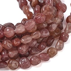 天然石ストロベリークォーツビーズ連売り  タンブルストーン  ナゲット  6~14x6~8x4~6mm  穴：1mm  約20~24個/連  7.09~7.48''（18~19センチメートル）&nbsp;G-C286-A28