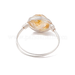 Natural Amethyst & Rose Quartz & Prehnite & Citrine Beads Finger Rings&nbsp;RJEW-JR00836