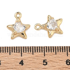 Brass Pave Clear Cubic Zirconia Pendants&nbsp;KK-T080-27G
