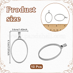 10Pcs 304 Stainless Steel Open Back Bezel Oval Pendants&nbsp;PALLOY-UN00038