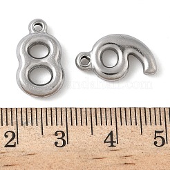 10個10スタイル304ステンレススチールペンダント  数0~9  ステンレス鋼色  16.5~11x7~11x3~3.5mm  穴：1.4~1.5mm  1個/スタイル&nbsp;STAS-K312-01P