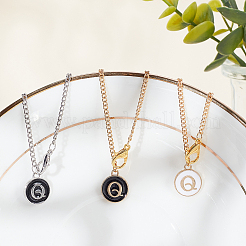 Flat Round with Letter Alloy Enamel Wine Glass Charms&nbsp;AJEW-AB00184-17