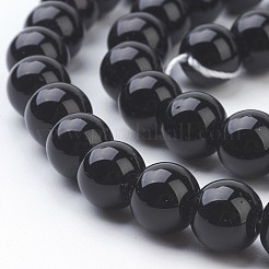 合成ブラックストーンビーズ連売り  染め  ラウンド  ブラック  4mm  穴：0.8mm  約90個/連  14.5~15インチ&nbsp;GSR4mmC044