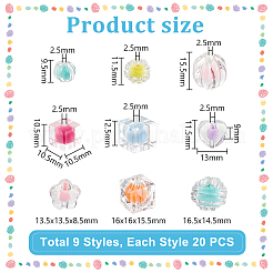 180個9スタイルの透明アクリルビーズ  二層ビーズ  混合図形  9.5~16x8.5~15.5mm  穴：2.5~3mm  20個/スタイル&nbsp;OACR-PH0004-30