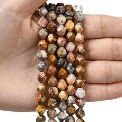 天然石クレイジーアゲートビーズ連売り  スターカットラウンドビーズ  多面カット  7~8x7~8x7~8mm  穴：1mm  約46~47個/連  14.72''~15''（37.4~38.1センチメートル）&nbsp;G-Z119-A13-02
