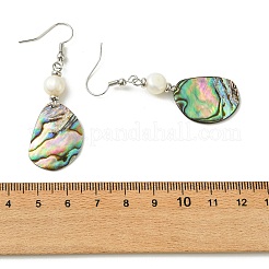 Natural Paua Shell Dangle Earrings&nbsp;EJEW-JE07433-02