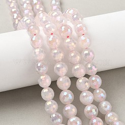 Electroplated Natural Rose Quartz Beads Strands&nbsp;G-Z038-A03-03AB-01
