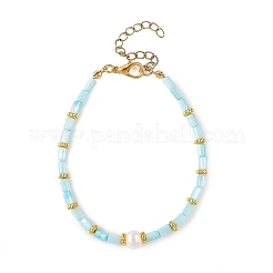 Natural Cultured Freshwater Pearl & Dyed Freshwater Shell Beaded Bracelets for Women&nbsp;BJEW-JB14213