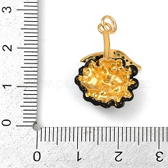 真鍮製エナメルペンダント  ラインストーンと丸カン付き  ゴールドカラー  フルーツチャーム  ブドウ  24x16x7mm  穴：3.4mm&nbsp;KK-K405-01C-G