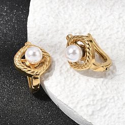 Flat Round 304 Stainless Steel Hoop Earrings&nbsp;EJEW-P344-02G