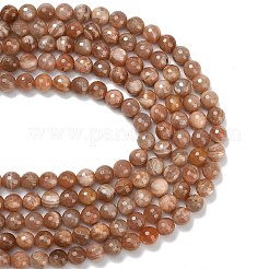 天然石サンストーンビーズ連売り  多面カット  ラウンド  10mm  穴：1mm  約38~39個/連  15.16''（38.5センチメートル）&nbsp;G-C280-B18-10mm