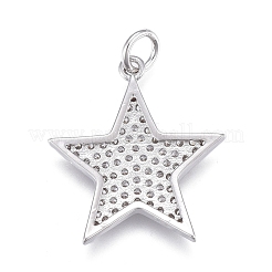 Brass Micro Pave Clear Cubic Zirconia Pendants&nbsp;ZIRC-M108-28-P