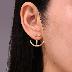 パンクシックな真鍮パヴェクリアキュービックジルコニアスタッドピアス  ゴールドカラー  16x21mm&nbsp;LK0340