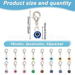 32Pcs Evil Eye Resin Pendant Decorations&nbsp;HJEW-GO00032