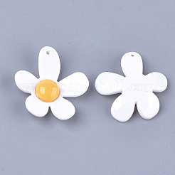 樹脂チャーム  花  ホワイト  49x46x9.5mm  穴：1.5mm&nbsp;RESI-S374-10B-05
