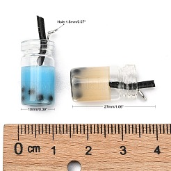 ガラスボトルペンダント  内側の樹脂と  模造泡茶  ミックスカラー  27x12x10mm  穴：1.8mm&nbsp;X-CRES-N017-03-M