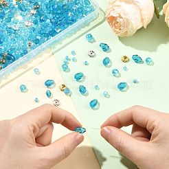 ガラスビーズ  鉄グレードAクリスタルラインストーンスペーサービーズ  ガラスシードビーズ  空色  4~5x4~5x4~5mm  穴：1mm&nbsp;DIY-FS0010-58C
