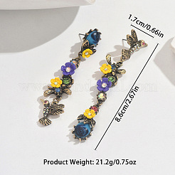 Alloy & Resin & Rhinestone Bird with Flower Stud Dangle Earrings for Women&nbsp;WG2278B-01