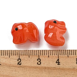 手作りの透明ガラスビーズ  手描きのビーズ  エナメル  象  レッドオレンジ  11x9.5x14.5mm  穴：1.2~1.4mm&nbsp;GLAA-N0028-01G