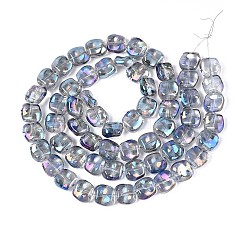 メッキガラスビーズ連売り  ABカラー  ポリゴン  ダークブルー  10.5x11~12x5~6mm  穴：1mm  約60~61個/連  24.41インチ〜25.20インチ（62~64cm）&nbsp;EGLA-S188-21-B01