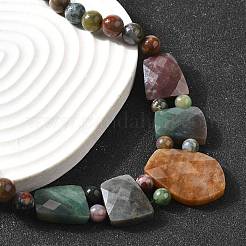 Natural Indian Agate Faceted Bib Graduated Beaded Necklaces for Women&nbsp;NJEW-B128-01E