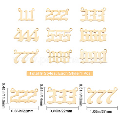 ステンレス製のシールペンダント  数1~9  ゴールドカラー  11.5~12x15~22x1mm  穴：1.4mm  9個/箱&nbsp;STAS-SC0003-07