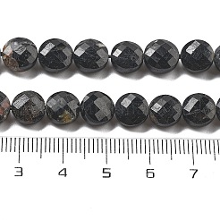 天然石ブラックトルマリンビーズ連売り  ファセットコインビーズ  フラットラウンド  8~8.5x4.5~6.8mm  穴：0.8~1mm  約48~49個/連  15.08~15.35インチ（38.3~39cm）&nbsp;G-C179-A23-03