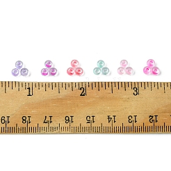 45g 6色透明ガラス丸型シードビーズ  色の内側  ラウンド  ミックスカラー  4x3mm  穴：1.2mm  7.5 G /カラー&nbsp;SEED-FS0001-32