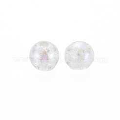 クリアクラックアクリルビーズ  ABカラーメッキ  ラウンド  乳白色  8x7mm  穴：1.8mm&nbsp;X-MACR-S373-66-L06