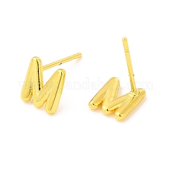 Brass Hollow Out Initial Letter Stud Earrings&nbsp;EJEW-A044-01G-M