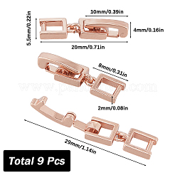 真鍮製折りたたみ留め具9個  ブレスレット  ネックレスジュエリーエクステンダー  ローズゴールド  20~29mm  リンク：8x5.5x2mm  クラスプ：10x2x4mm&nbsp;KK-SC0004-06RG