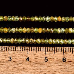 Faceted Rondelle Natural Green Garnet Beads Strands&nbsp;G-F289-40B