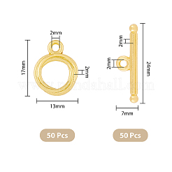 合金リングマンテル50セット  ジュエリー作りパーツ  ゴールドカラー  リング：17x13x2mm  穴：2mm  バー：24x7x2mm  穴：2mm&nbsp;FIND-DC0002-77