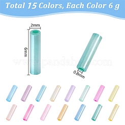 90g 15色ガラス丸型ラッパ  セイロン  ミックスカラー  2x6mm  穴：0.8mm  約6g /カラー&nbsp;GLAA-PH0003-19