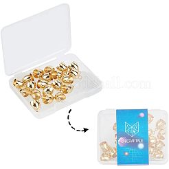 304ステンレススチールコードエンド  エンドキャップ  バレル  ゴールドカラー  12x9mm  穴：2mm  内径：7mm  20個/箱&nbsp;STAS-UN0001-89G