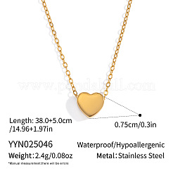 ミニマリストな304ステンレススチール製のペンダントアズキチェーンネックレス（女性用）  18KGP本金メッキ  ハート  14.96インチ（38cm）&nbsp;BI0431-3